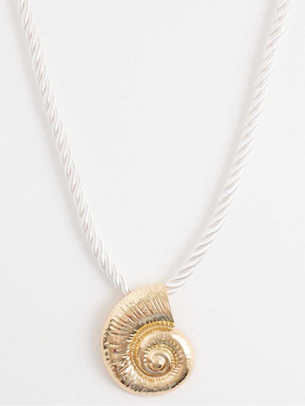 ASOS Gold Shell Pendant on Twisted White Cord Necklace